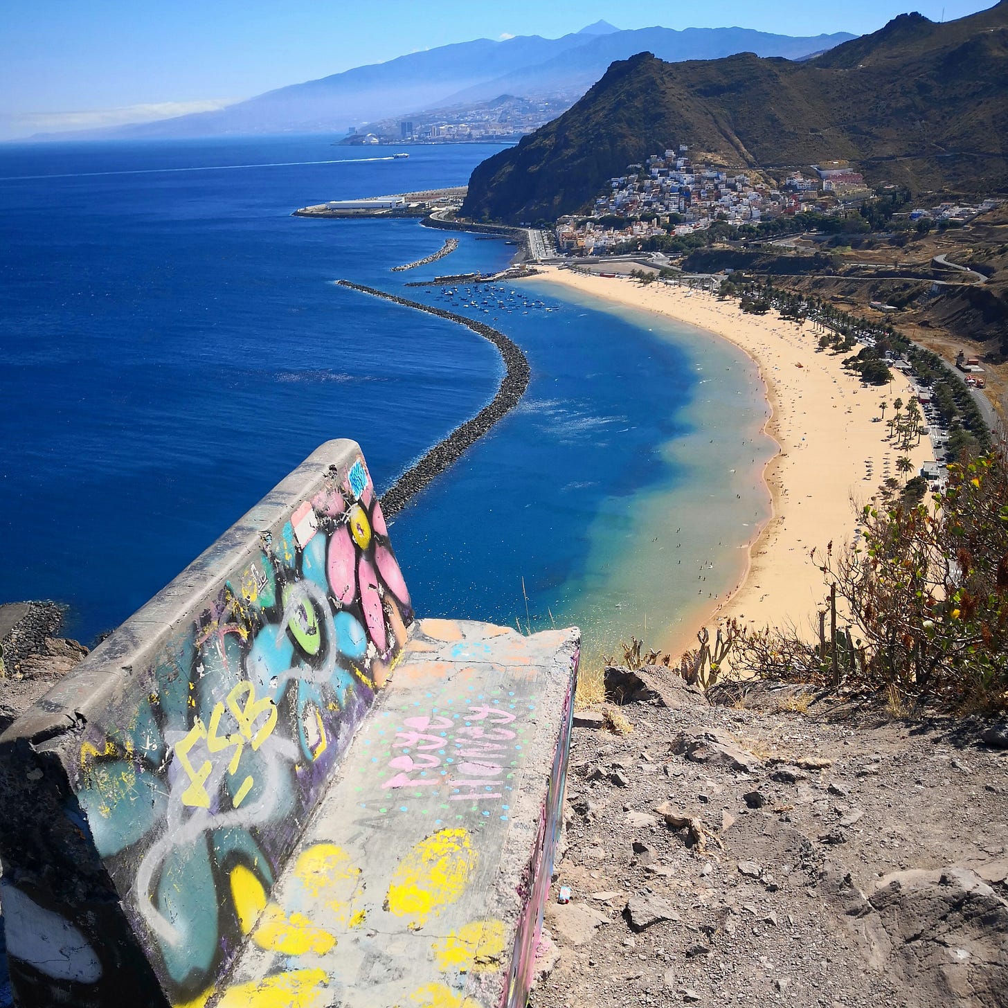Tenerife, beach, view, bench