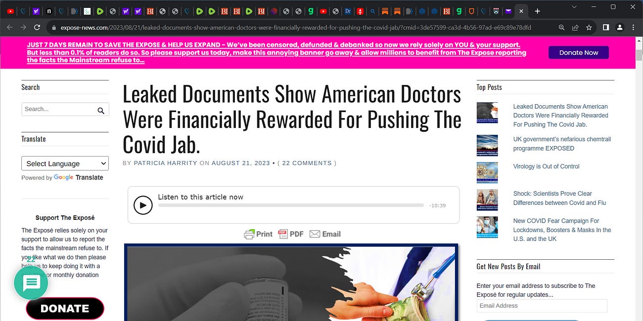 Harrity: Were American doctors (& Canadian, UK etc.) doctors incentivized, paid (direct, indirect) to push the fraud deadly mRNA technology/DNA COVID shot? Yes! 'Leaked Documents Show American