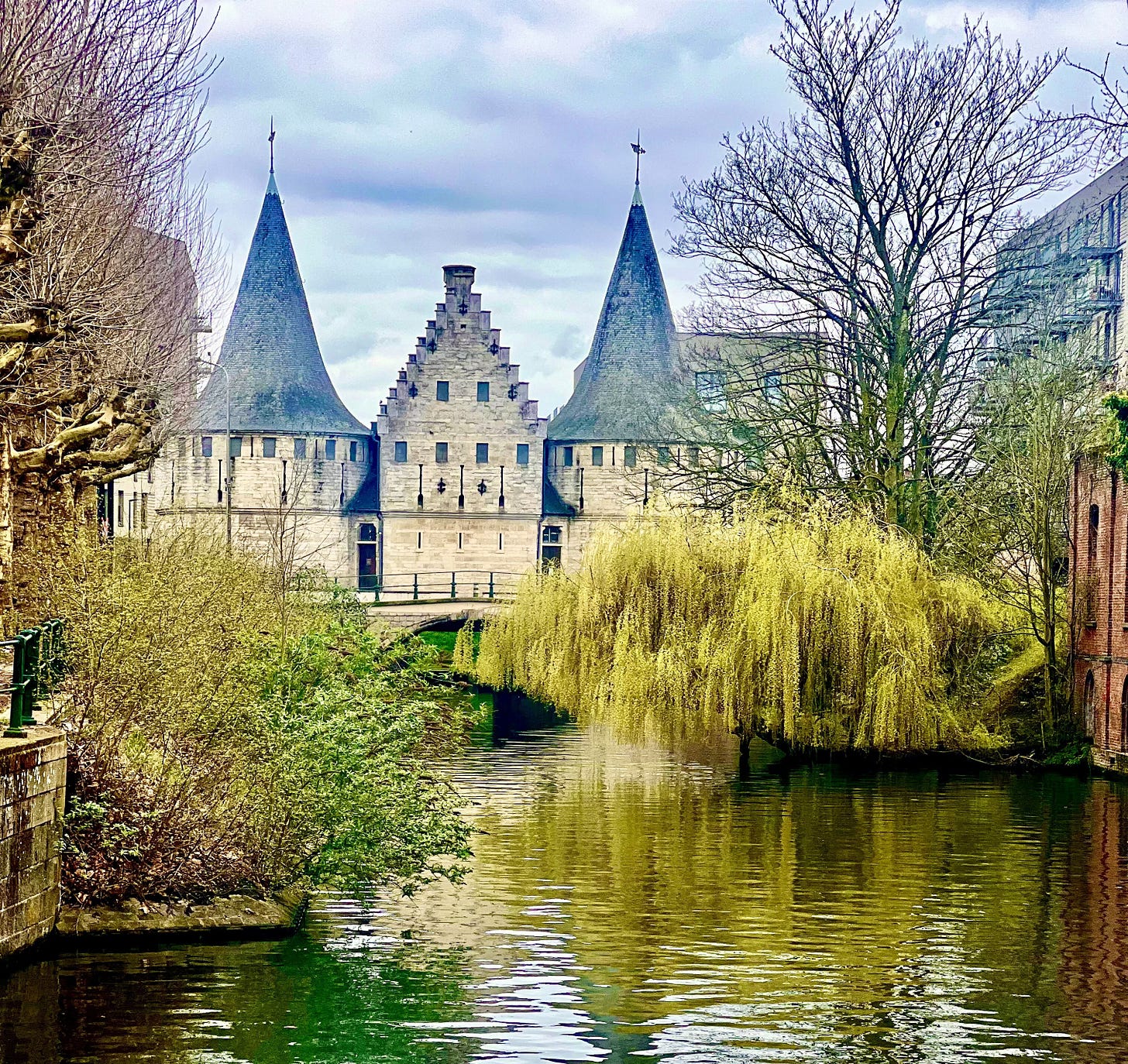 canal and building in Ghent, Belgium
