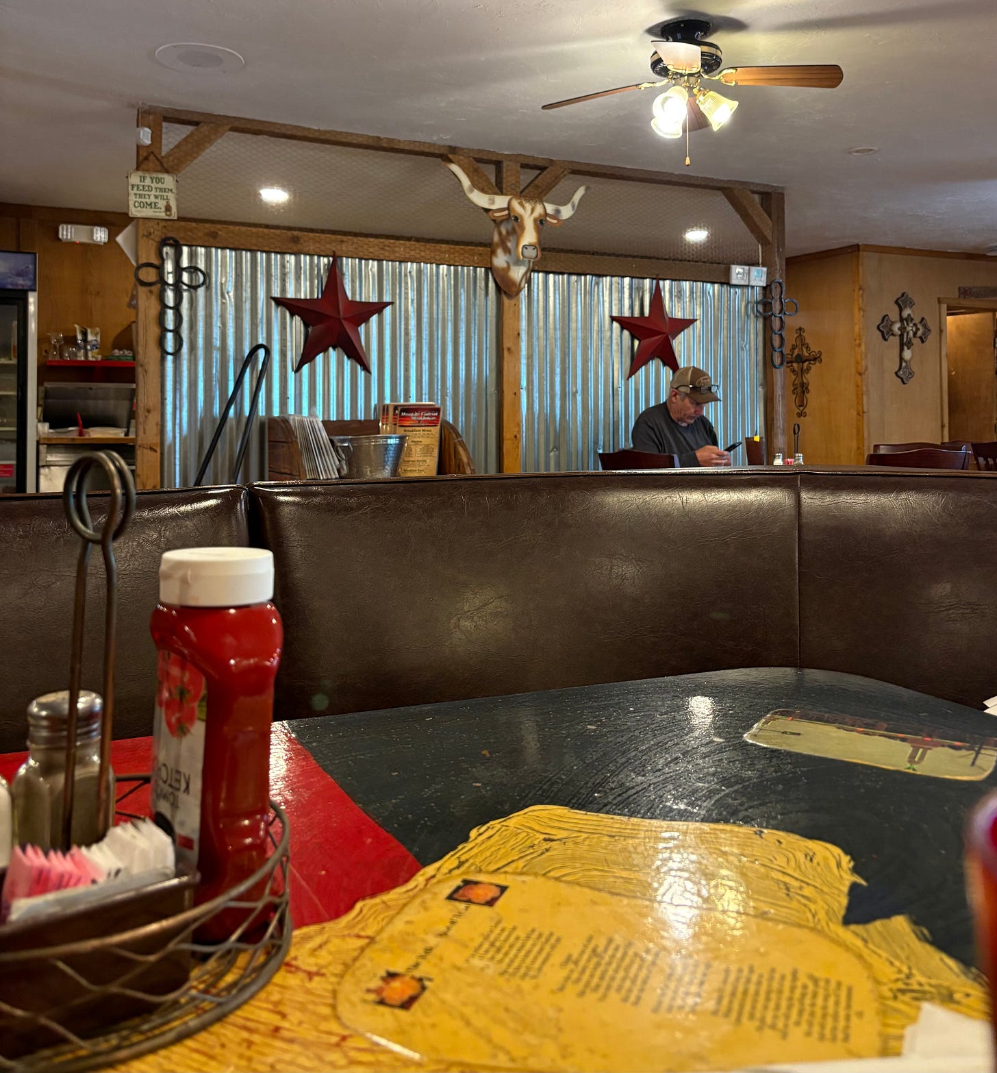 Booth in a Texas steakhouse