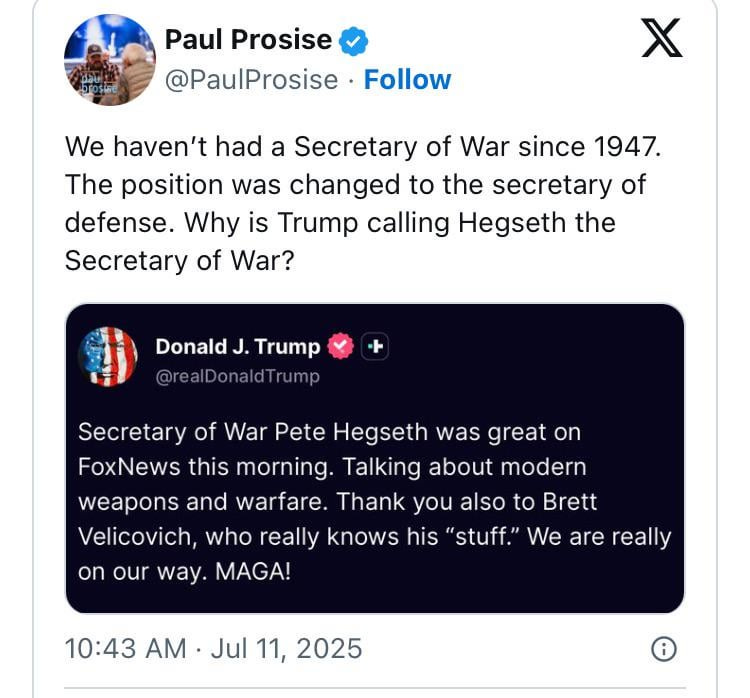 Secretary of War” : r/WhitePeopleTwitter