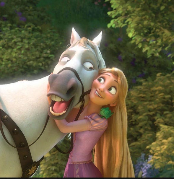 A cartoon character hugging a horse

AI-generated content may be incorrect.