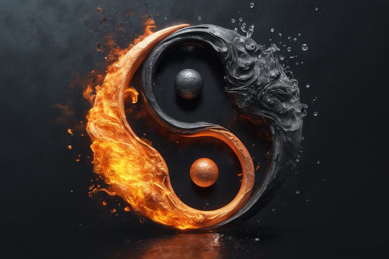 Prompt: Ying and Yang united are made of water earth fire and air, 3d render, background black , conceptual art, typography, trending on artstation, sharp focus, studio photo, intricate details, highly detailed, by greg rutkowski Prompt: Ying and Yang united are made of water earth fire and air, 3d render, background black , conceptual art, typography, trending on artstation, sharp focus, studio photo, intricate details, highly detailed, by greg rutkowski