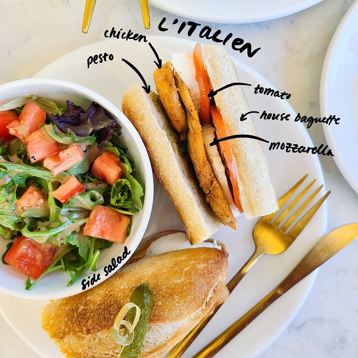 Chez Marie Patisserie Le Picque-nique and L'Italien sandwiches