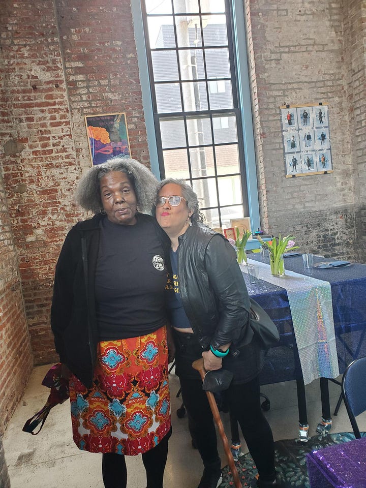 Images from DSM.215's celebration circle, photos of community members sharing food, laughing, and engaging in a gratitude exercise