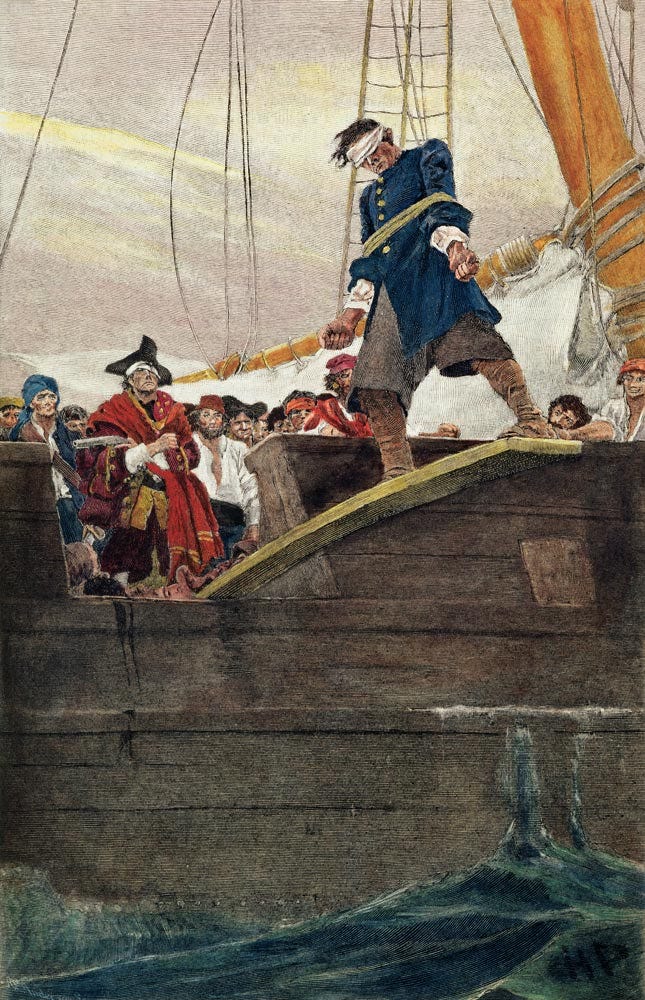 Walking the Plank; engraved by Anderson - (after) Howard Pyle as art print or hand painted oil. Walking the Plank; engraved by Anderson - (after) Howard Pyle as art print or hand painted oil.