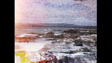 A group of nine composite images with themes that include the ocea, closeups of sand and wide shots of beaches, waves crashing in various directions, a pocket watch, the full moon, trees and nature, blue amoeba-like specs, and a person crouching on the beach. The images span from textured and grainy 8mm to high-definition and more smooth.