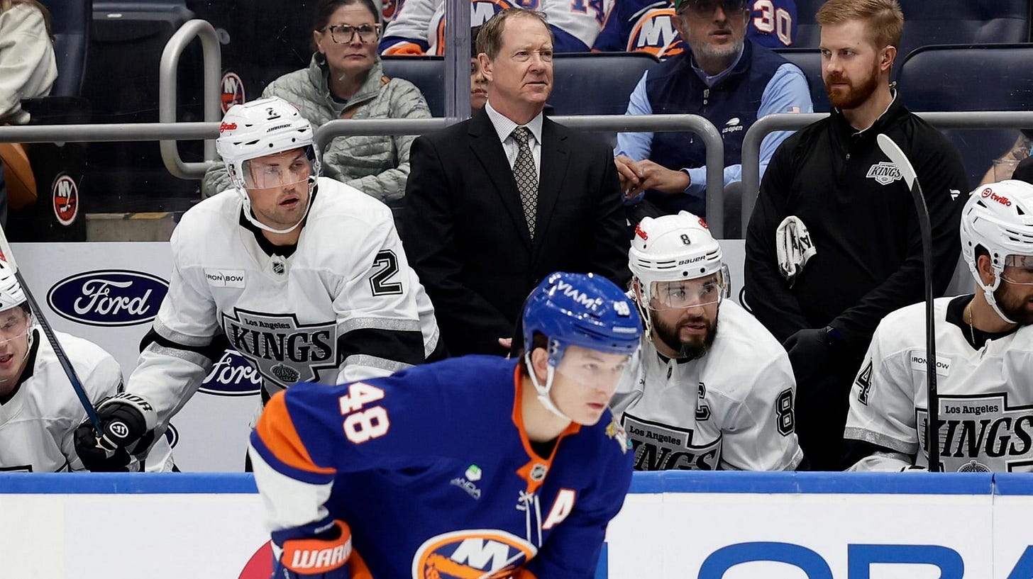 Los Angeles Kings assistant coach Phil Housley looks on as... Los Angeles Kings assistant coach Phil Housley looks on as...