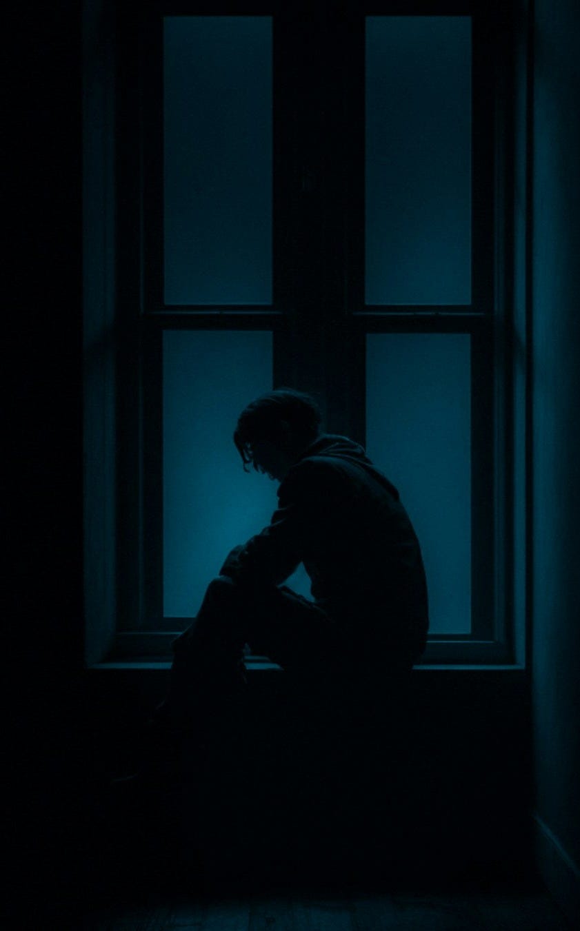 a man sitting on a window sill in the dark a man sitting on a window sill in the dark