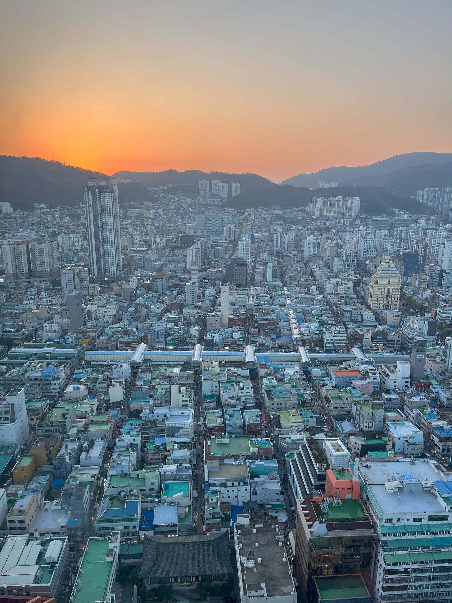 sunset over Busan South Korea