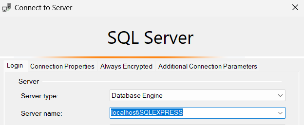 Server name in SQL Server Management Studio Server name in SQL Server Management Studio