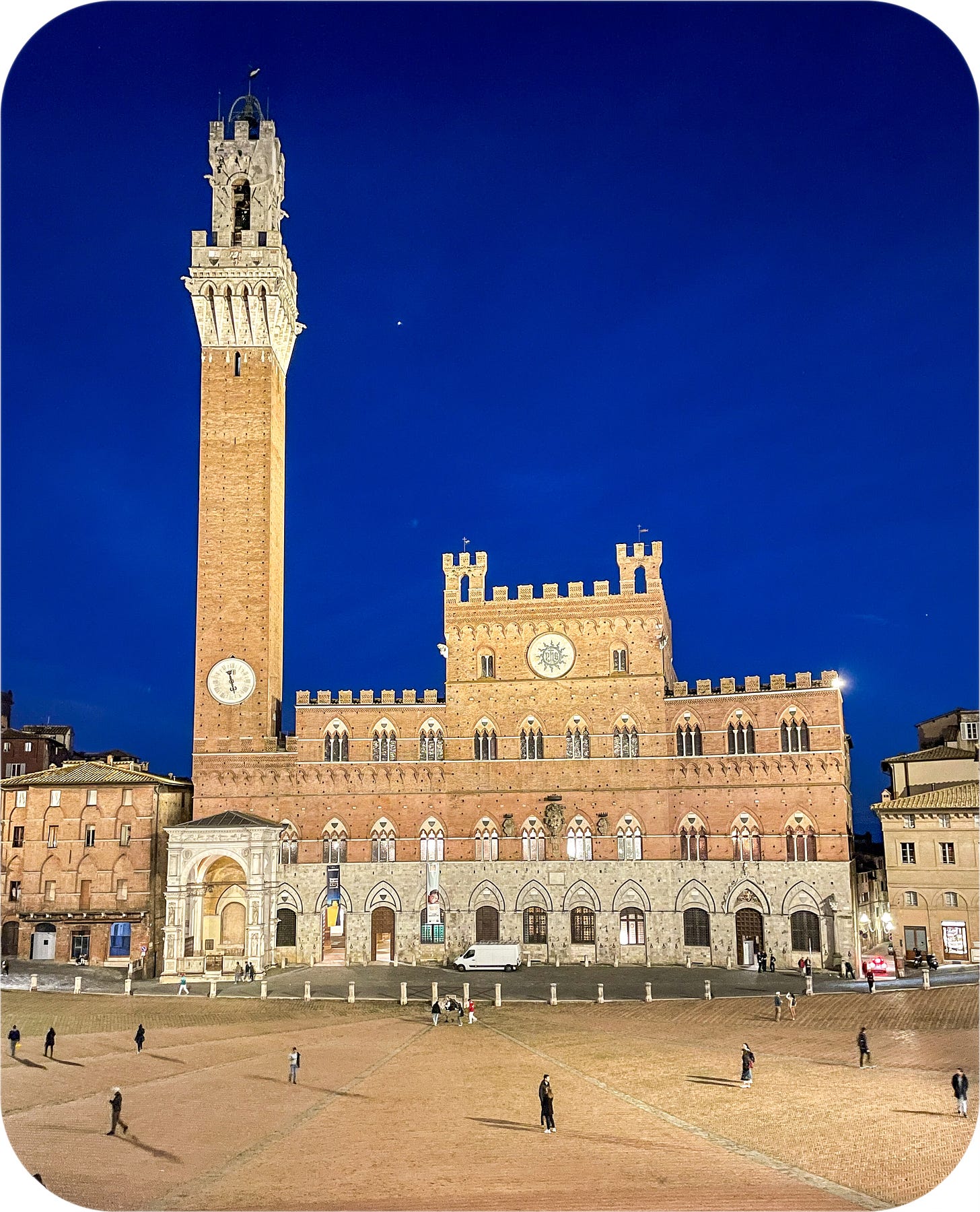 The Piazza del Campo at night. Siena, Italy