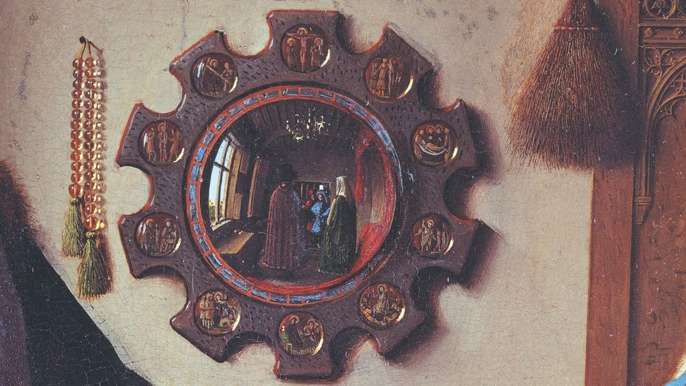 Dettaglio dello specchio nell’opera Matrimonio Arnolfini” di Jan van Eyck - DEA / M. CARRIERI //Getty Images