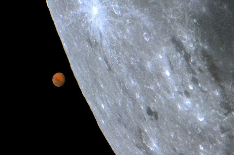 Lunar occultation of Mars, 18 December 2024 | BBC Sky at Night Magazine