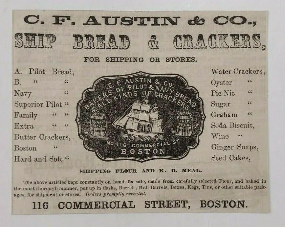 1865 C. F. Austin & Co. Ship Bread & Crackers Advertisement Boston, Massachusett - Picture 1 of 1