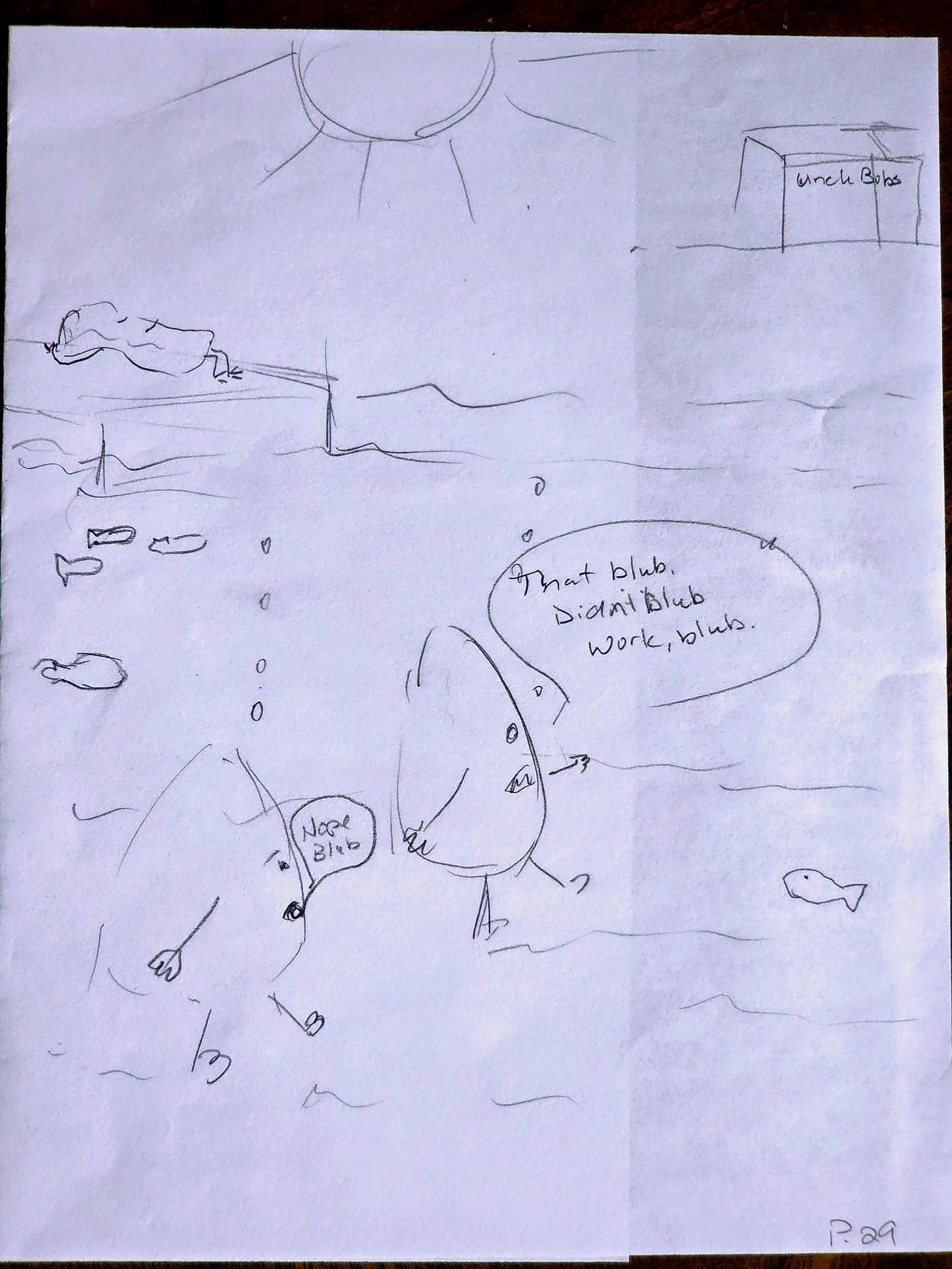 pencil sketch of the page. Missing details and just enough to capture my idea.