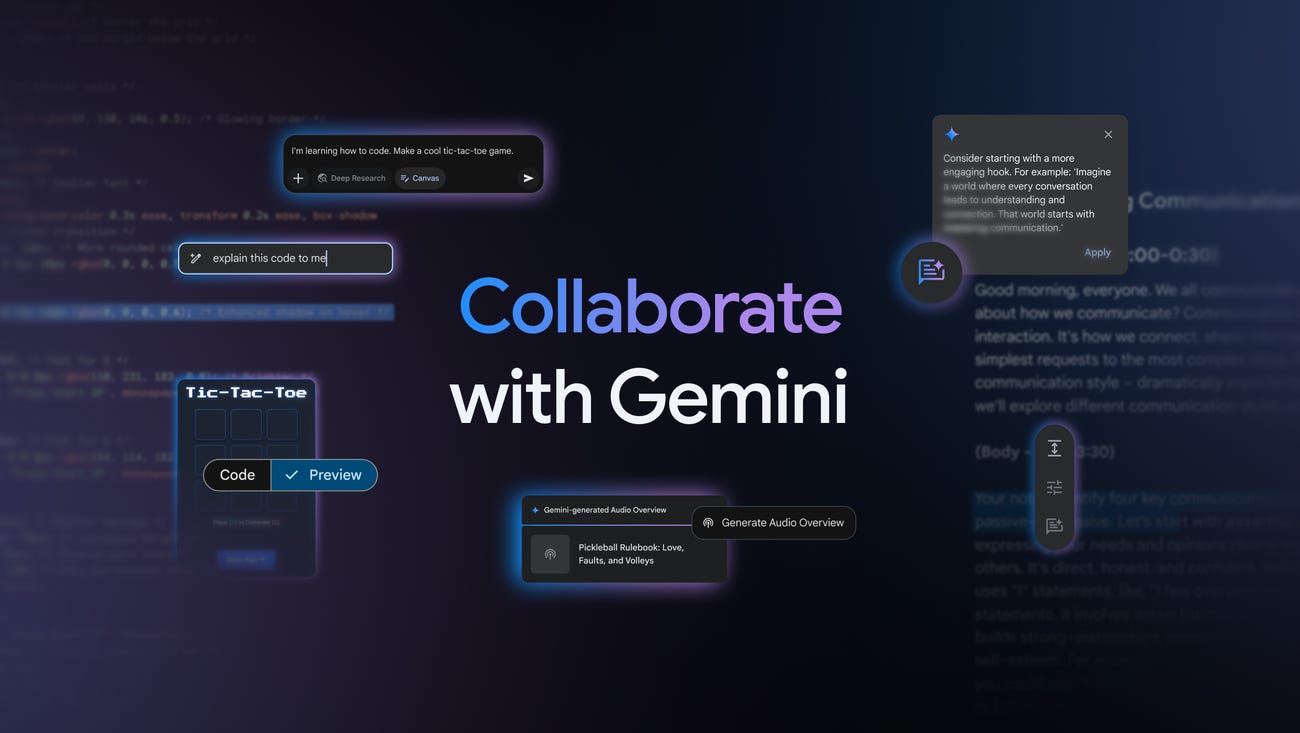 New Gemini features: Canvas and Audio Overview