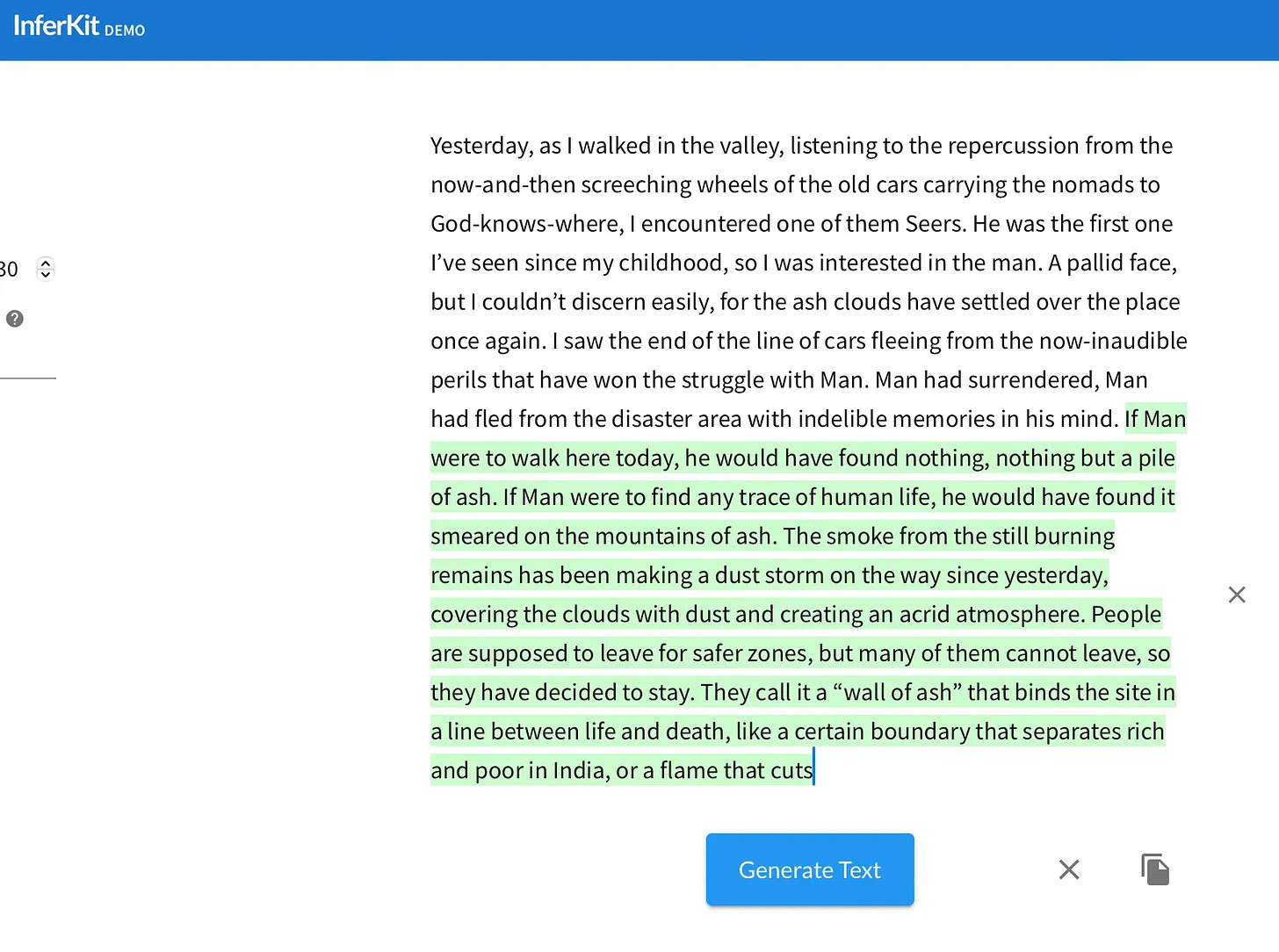 Generating text with InferKit