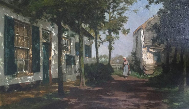'Boerin op het erf' - olieverf op doek: Bernard Schregel (herkomst: coll. Kunsthandel Sion, Rijswijk) 'Boerin op het erf' - olieverf op doek: Bernard Schregel (herkomst: coll. Kunsthandel Sion, Rijswijk)