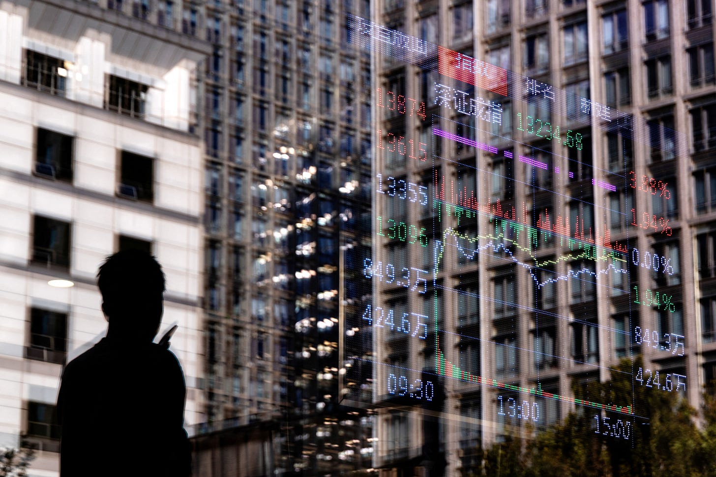 Stock market information on display in Beijing