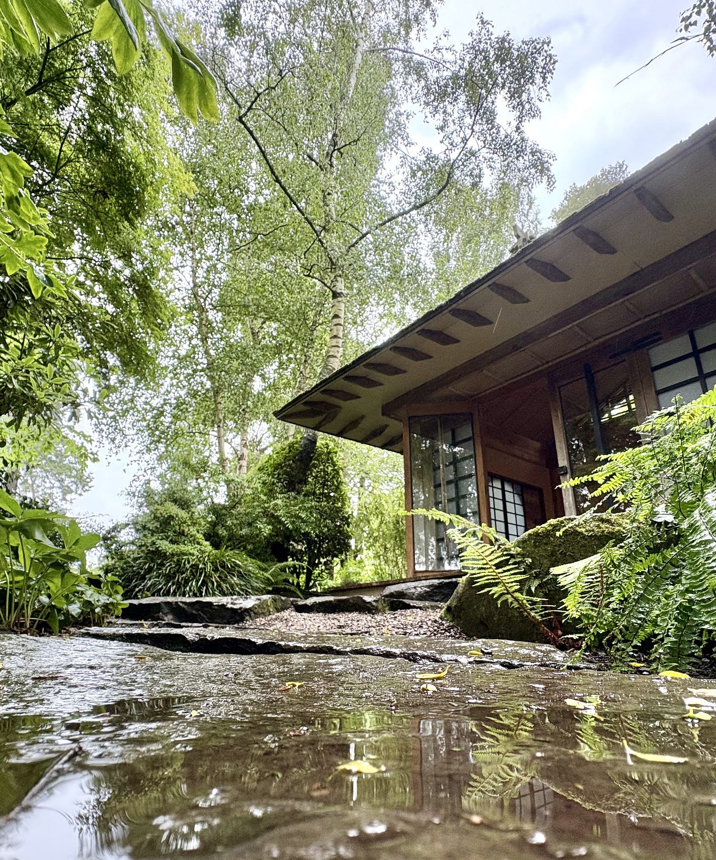 A Japanese Tea House set in a wooded garden at Morton Hall