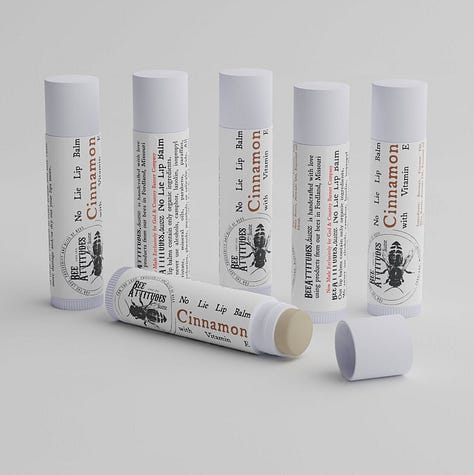 Created a 3d mockup for BeeAttitudes.buzz No Lie Lip Balm.