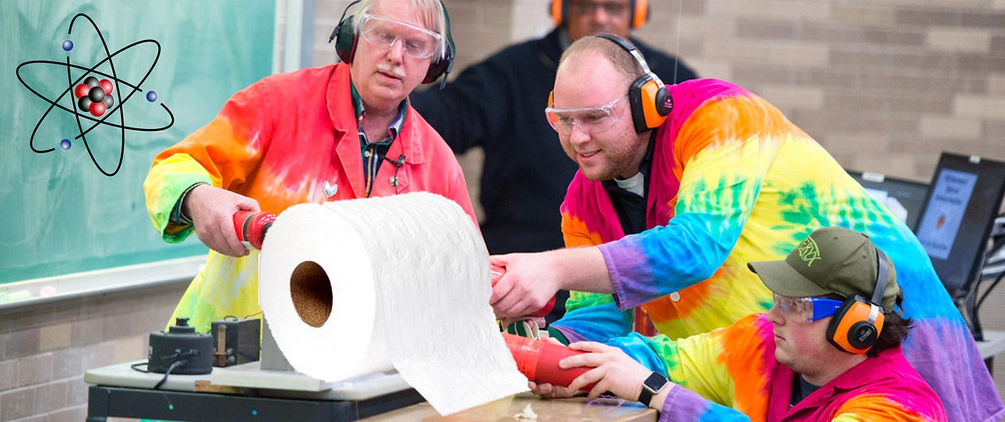 uiowa physics department with toilet paper