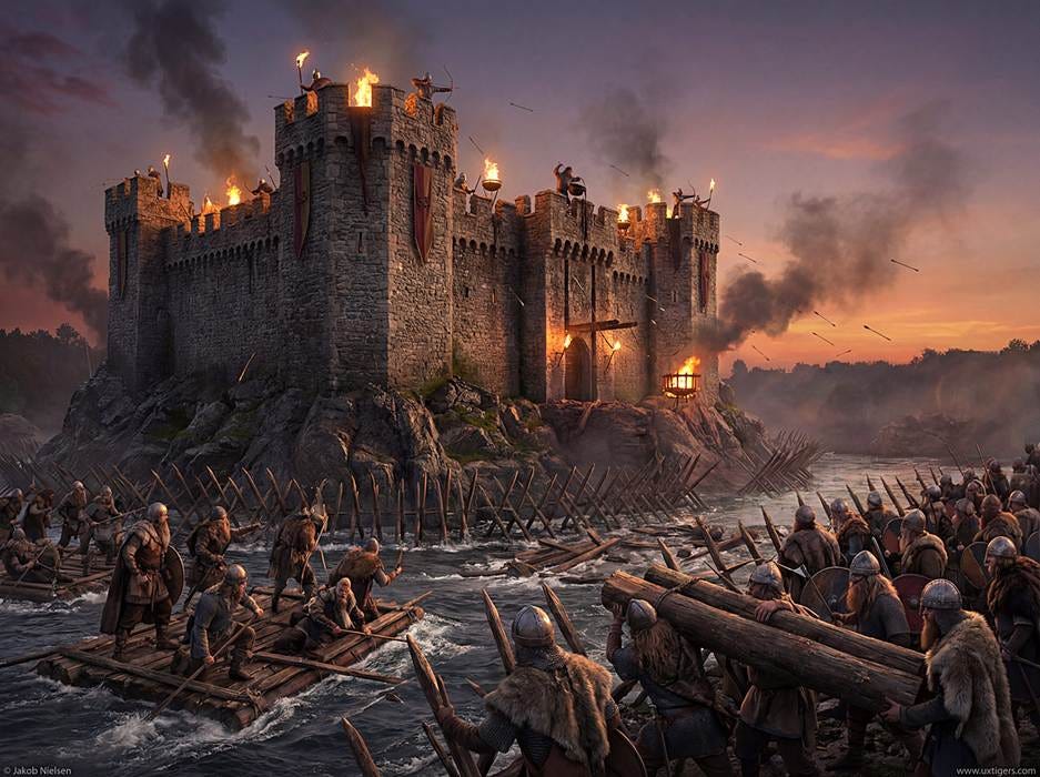 A castle with people in boats and a castle in the background

AI-generated content may be incorrect.