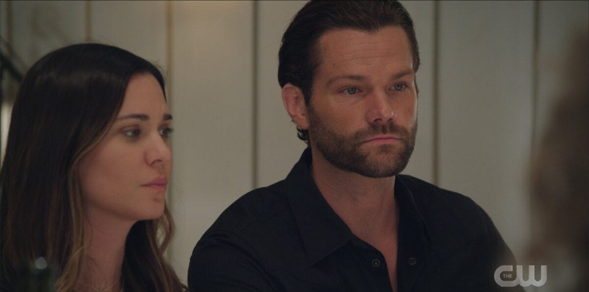 Jared Padalecki recovering from car accident on Walker set with dinner scene. Jared Padalecki recovering from car accident on Walker set with dinner scene.