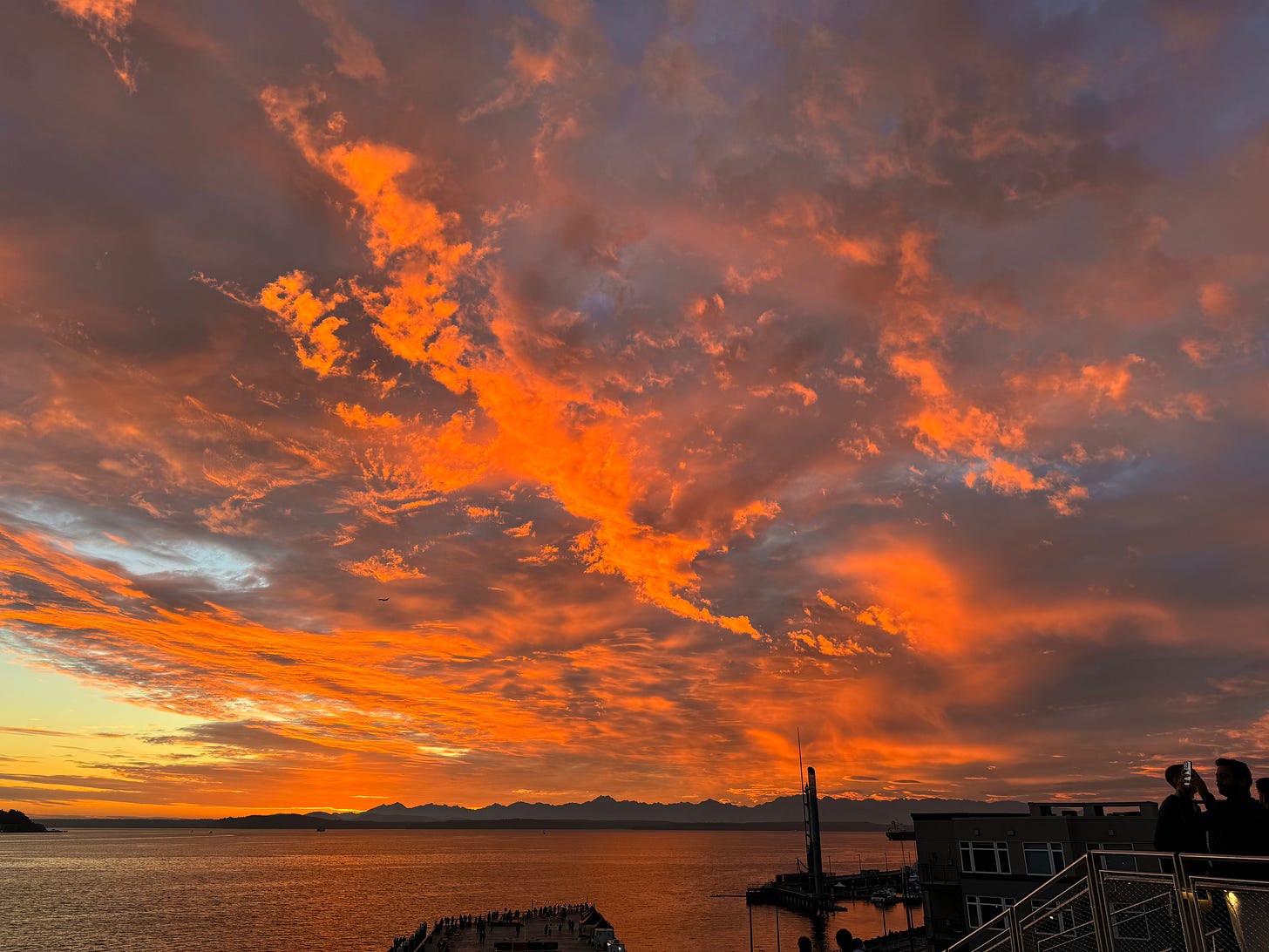 Sunset by the waterfront in Seattle