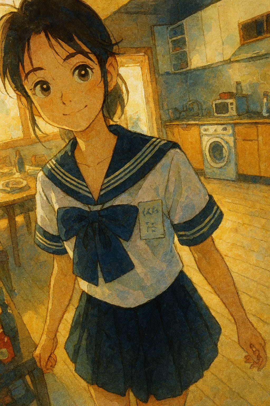 Anime Girl in Cozy Kitchen Anime Girl in Cozy Kitchen