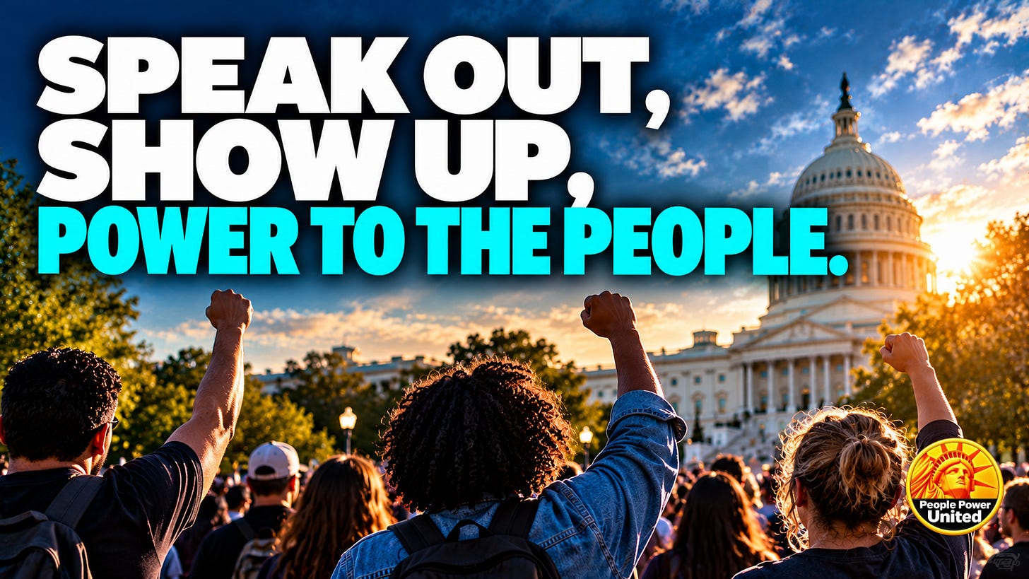 Speak Out, Show Up, Power to the People. Speak Out, Show Up, Power to the People.