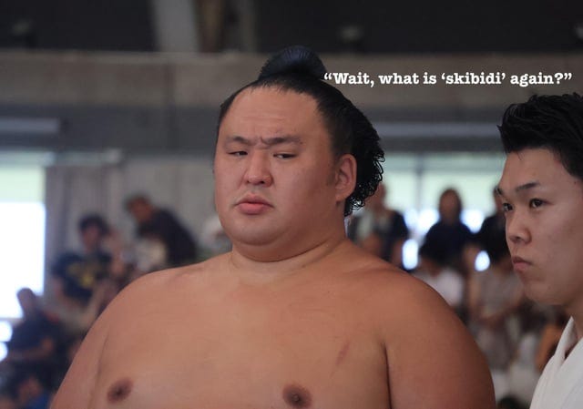 r/SumoMemes - No cap: Tamawashi is trying his best to stay "with it"