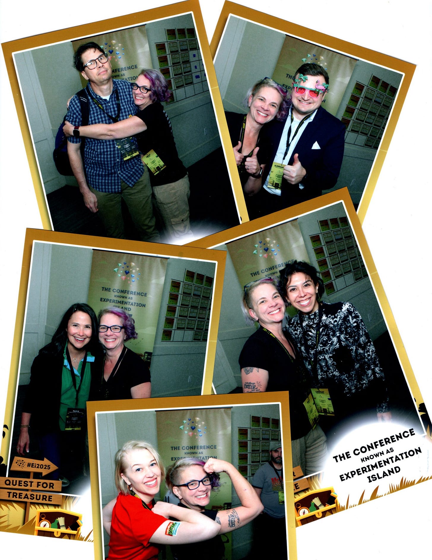 Kelly with each of Experimentation island's speakers