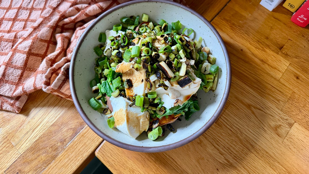 Recipe: Wildly Good Sweet Potato with Silken Tofu and Seared Scallions (Vegan!)