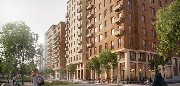 A rendering of the completed Stockholm complex, dubbed Cederhusen, or Cedar House.