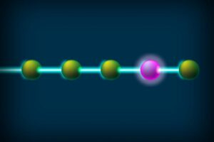 While errors are normally hard to spot in quantum devices, researchers have shown that, with careful control, some errors can cause atoms to glow. Researchers used this capability to execute a quantum simulation using an array of atoms and a laser beam, as shown in this artist's concept. The experiment showed that they could discard the glowing, erroneous atoms and make the quantum simulation run more efficiently.