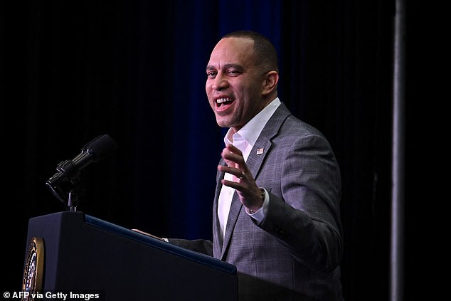 Without Johnson's approval, there is now talk of forcing the deal to the floor by the arcane discharge petition. 'All options on the table, we're gonna use every available legislative tool,' Democratic Leader Hakeem Jeffries told reporters Without Johnson's approval, there is now talk of forcing the deal to the floor by the arcane discharge petition. 'All options on the table, we're gonna use every available legislative tool,' Democratic Leader Hakeem Jeffries told reporters