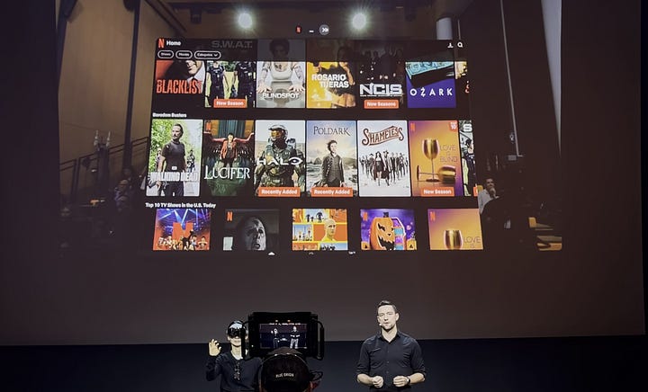 Netflix and YouTube TV apps on Samsung Galaxy XR