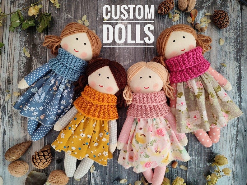 Made to order personalized doll Custom rag doll girl Cloth image 1