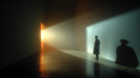 A six-image gallery showing close-up studies of Black lips in color and black-and-white, some parted as if mid-breath; silhouetted figures standing in architectural spaces divided by light and shadow; and abstract, glowing cellular forms resembling blood cells. The images move between intimacy and distance, echoing themes of voice, restraint, and survival under observation.