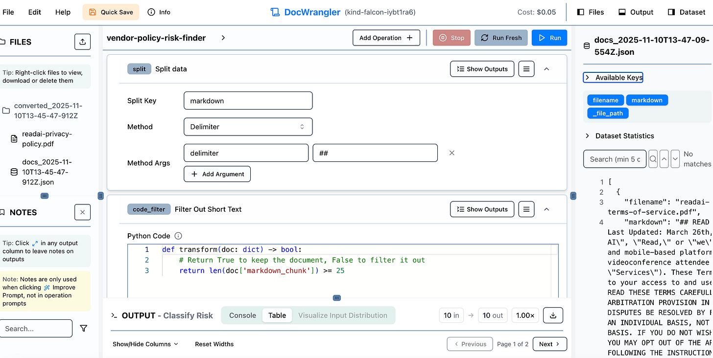 A screenshot of the open source software application, DocWrangler