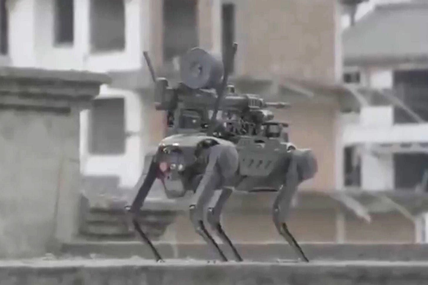 Terrifying video shows Chinese robot attack dog with machine gun dropped by drone Terrifying video shows Chinese robot attack dog with machine gun dropped by drone