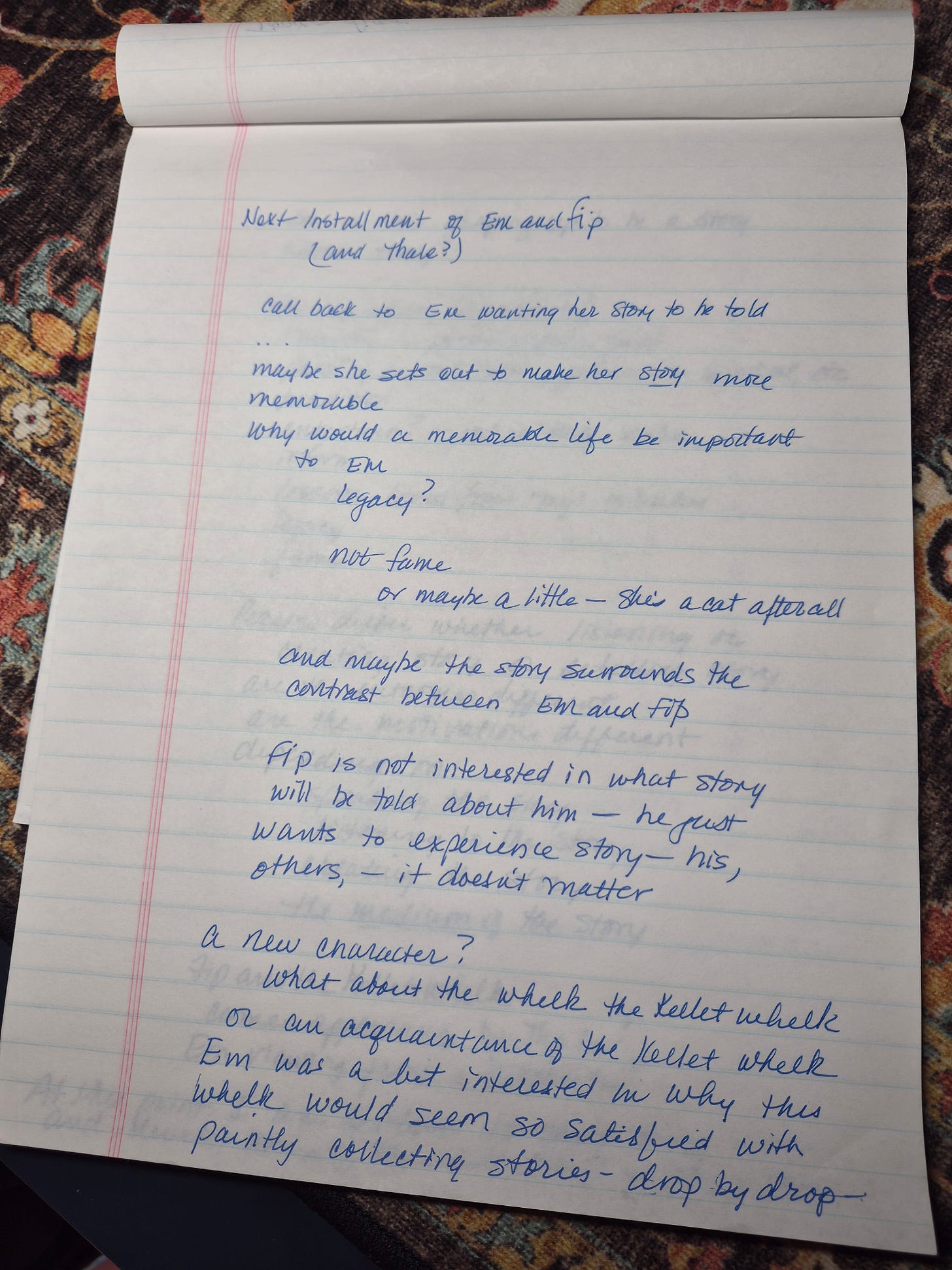 photo image of original field note, blue ink on line paper photo image of original field note, blue ink on line paper