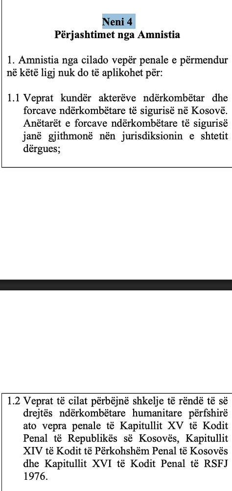 Nenet 2, 3 dhe 4 të përmendura në këtë analizë politike nga Ligji 04-L-209 i aprovuar në Vitin 2013 në Kuvendin e Kosovës.