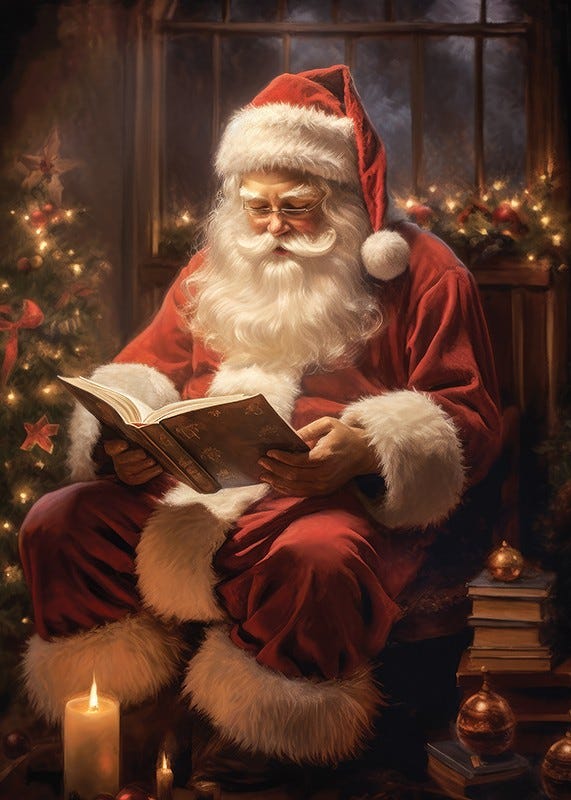 Santa Claus Reading Poster