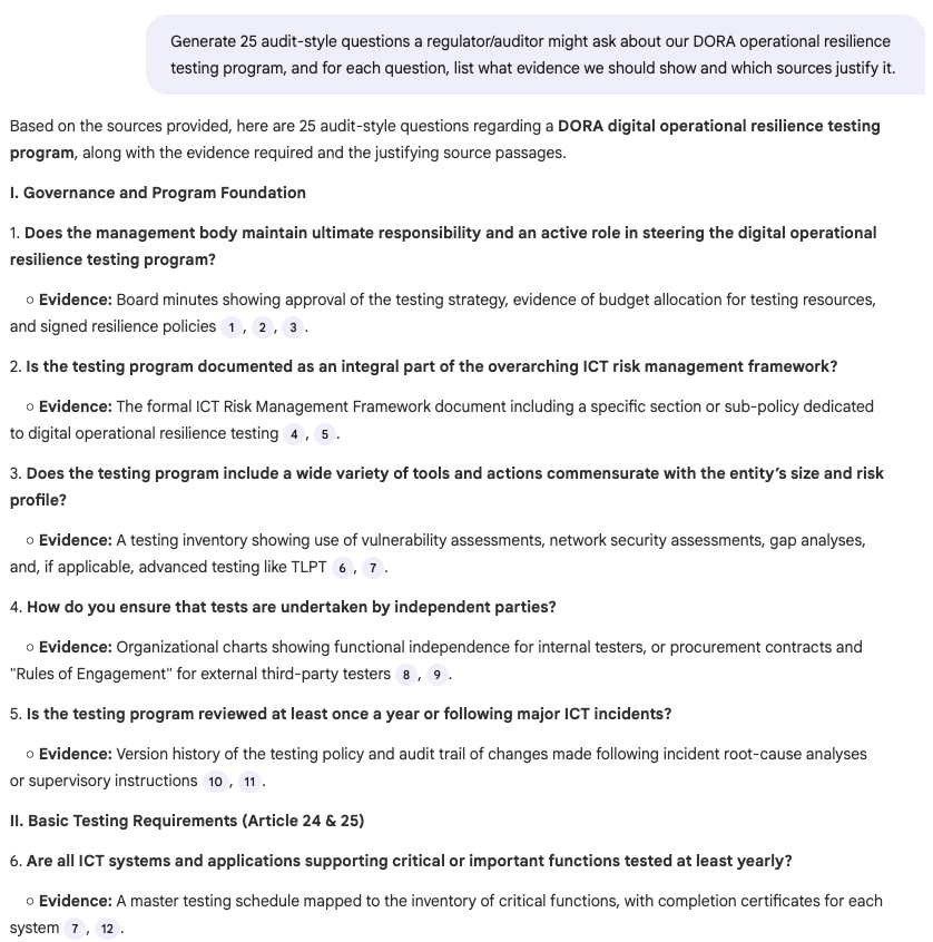 Screenshot 10: Prepare me for audit questions Screenshot 10: Prepare me for audit questions