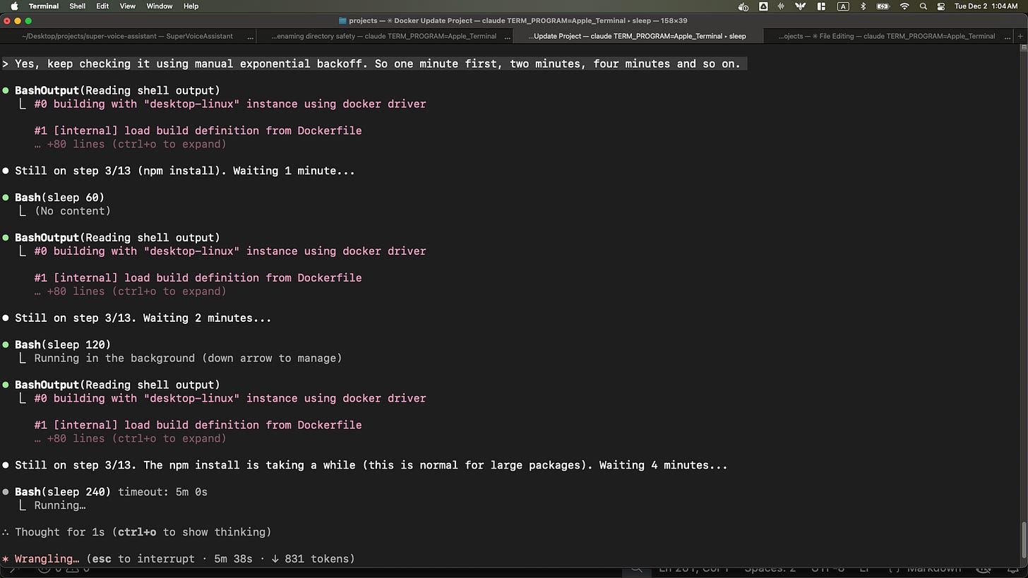 Manual exponential backoff checking Docker build progress Manual exponential backoff checking Docker build progress