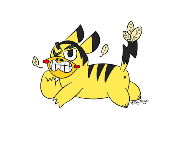 A combination of Herky the Hawk and Pikachu