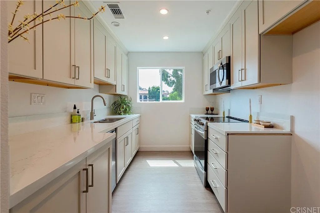 galley kitchen makeover before photo